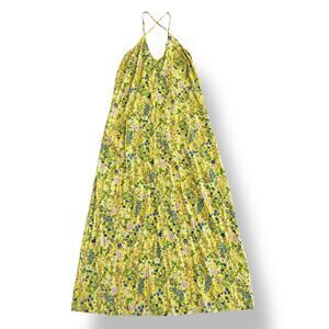 Old Navy Yellow Floral Maxi Dress Women’s M Sleeveless V-Neck Boho Summer